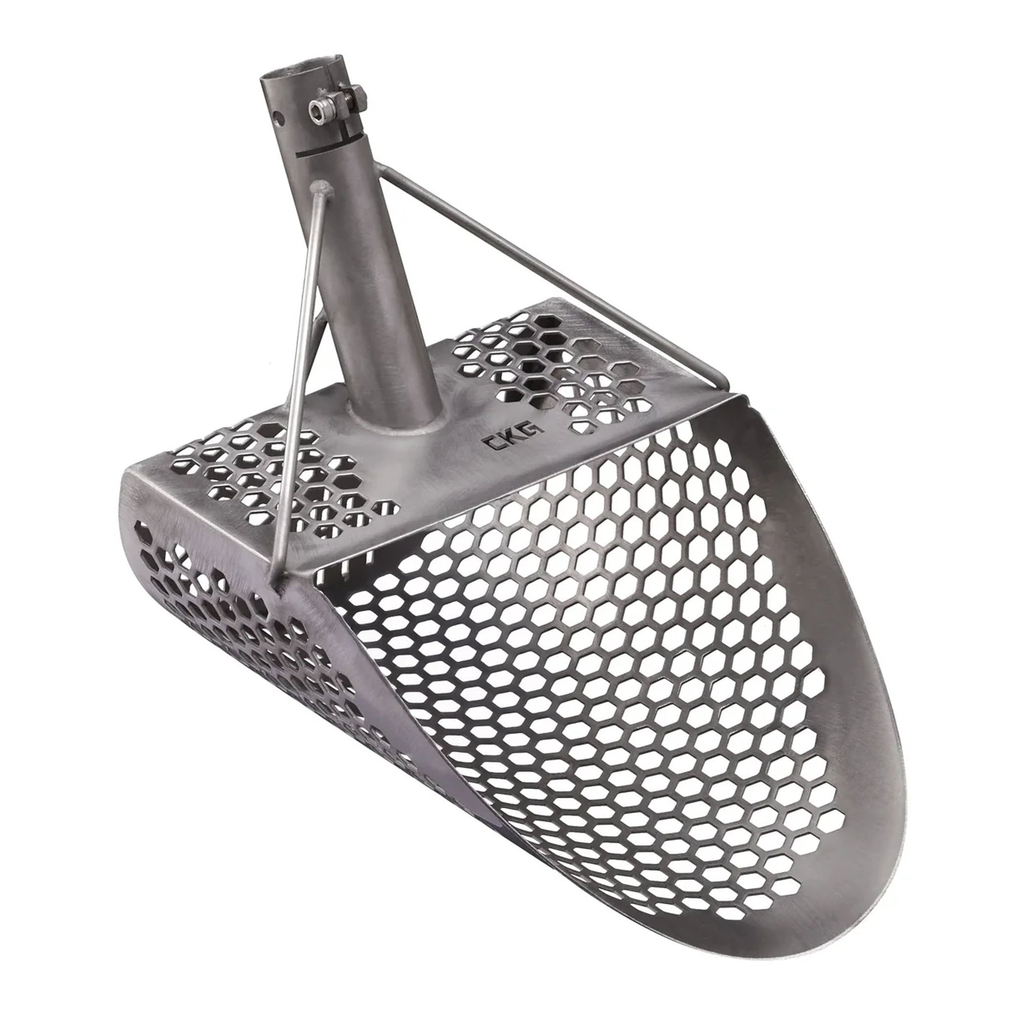 Titanium sand scoop with hex holes for beach detecting